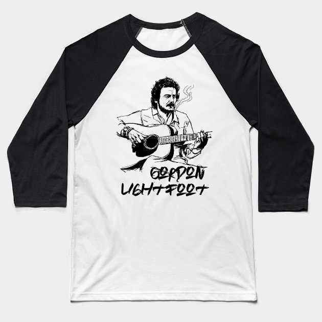 Gordon Lightfoot Baseball T-Shirt by Erena Samohai